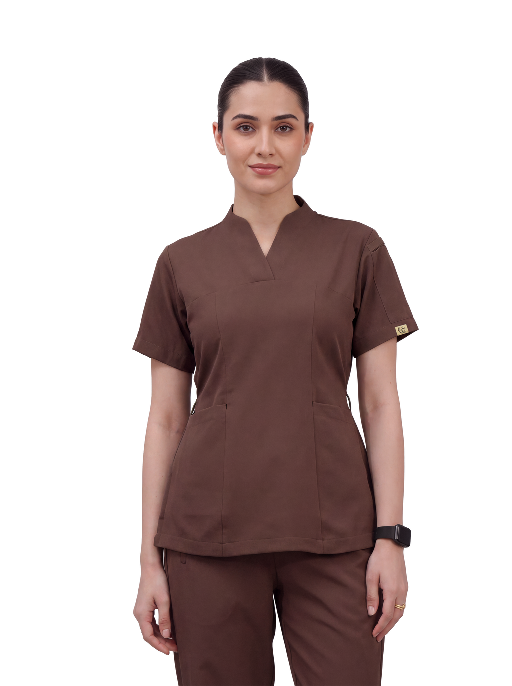 Sqwish premium scrub top for doctors - Mud Bath -  front view