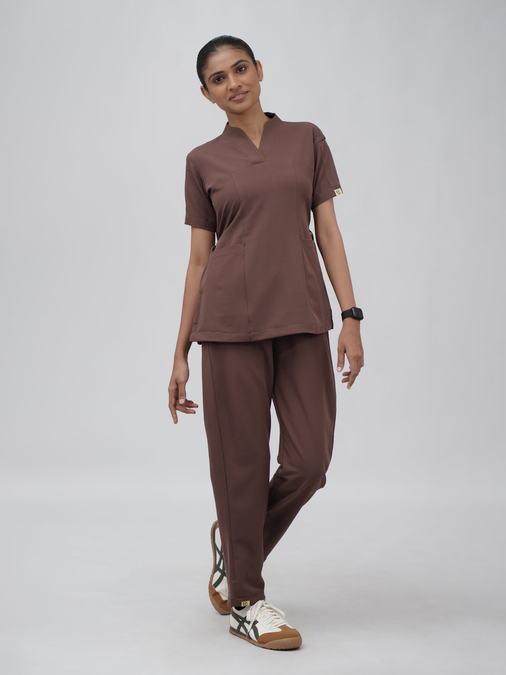 Sqwish premium scrub top for doctors - Mud Bath - full view