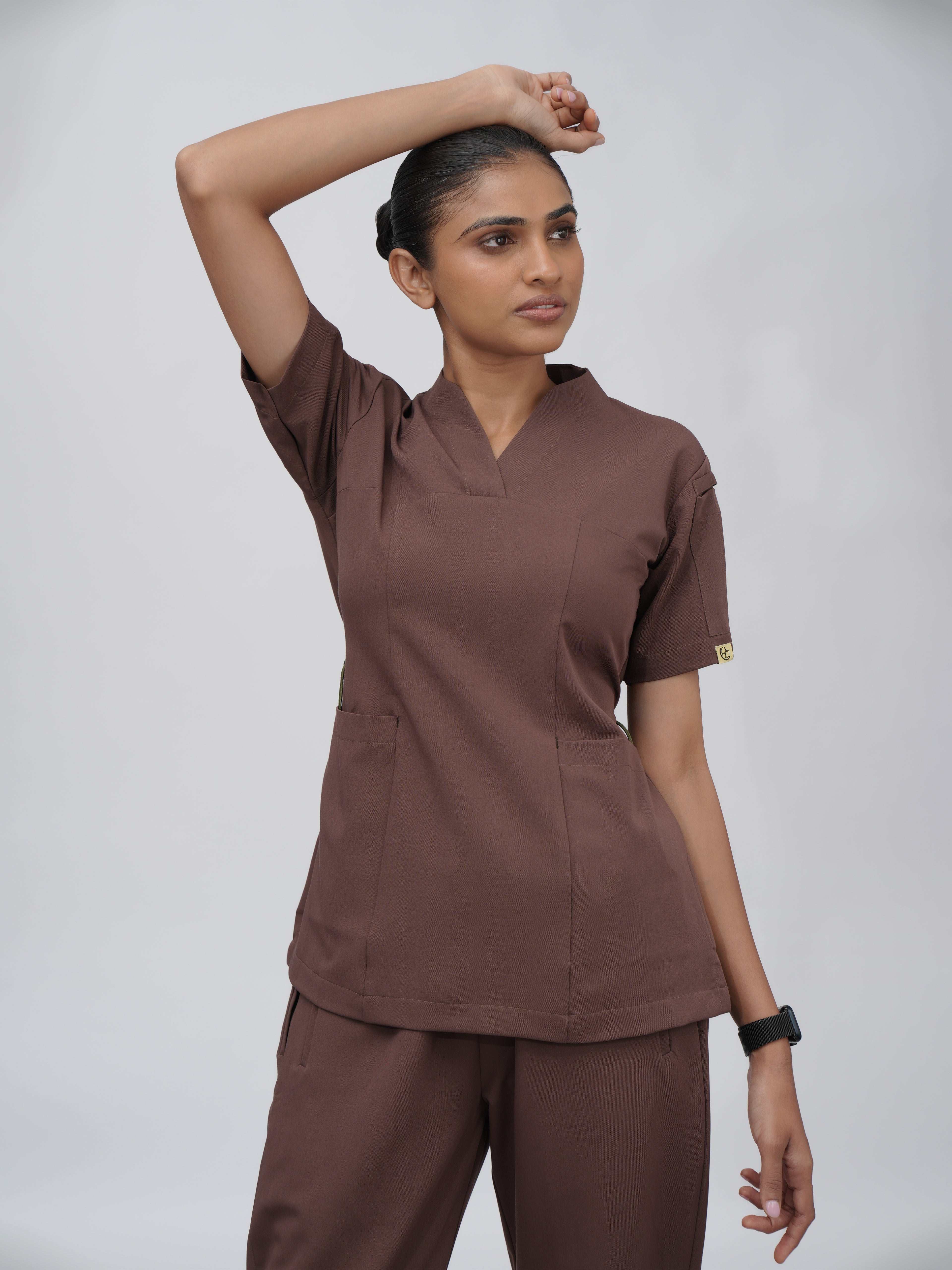 Sqwish premium scrub top for doctors - Mud Bath - worn on model