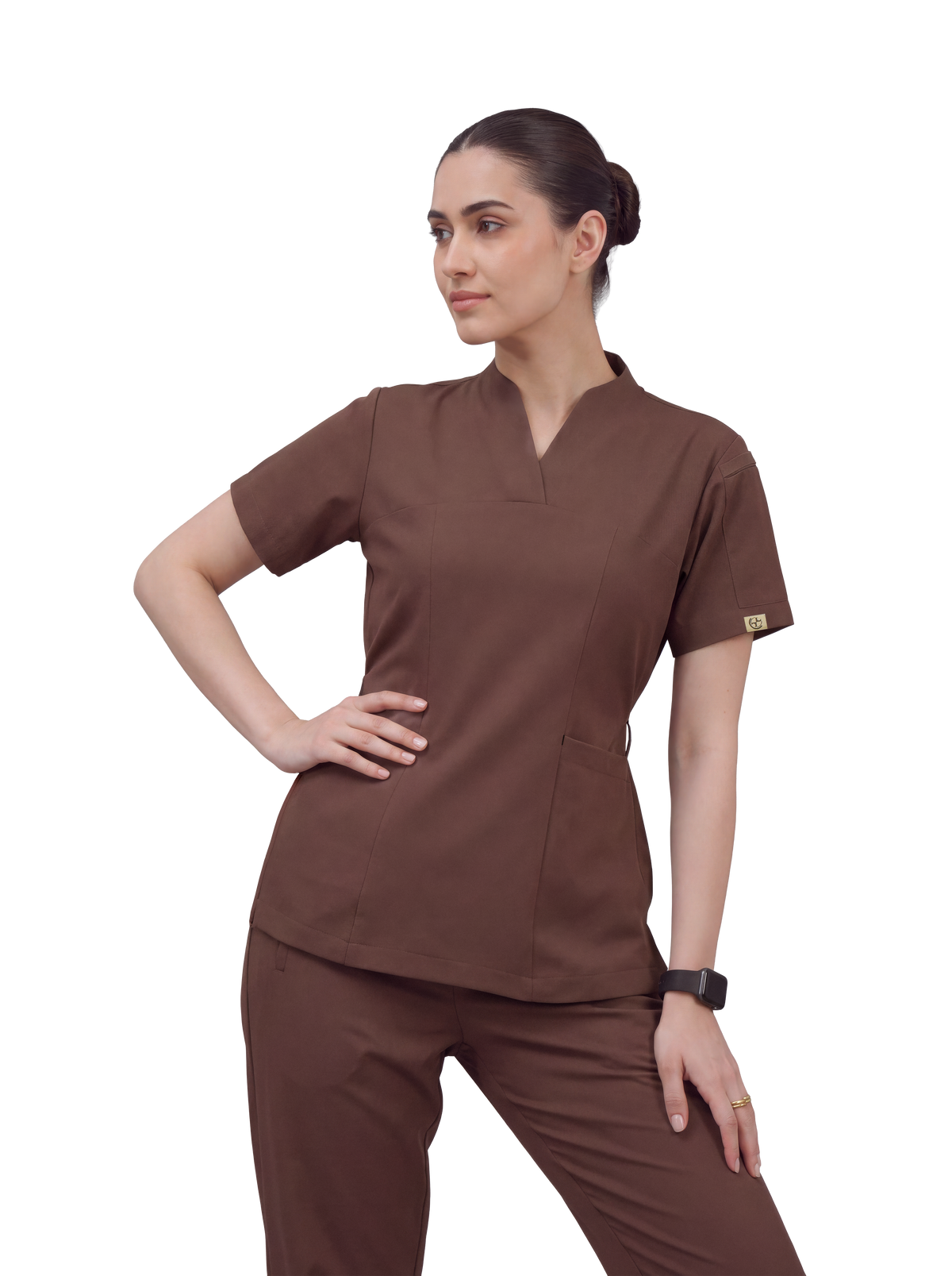 Sqwish premium scrub top for doctors - Mud Bath - worn on model