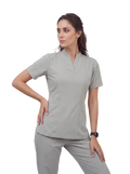 Sqwish premium scrub top for doctors - Pigeon Ash - front view