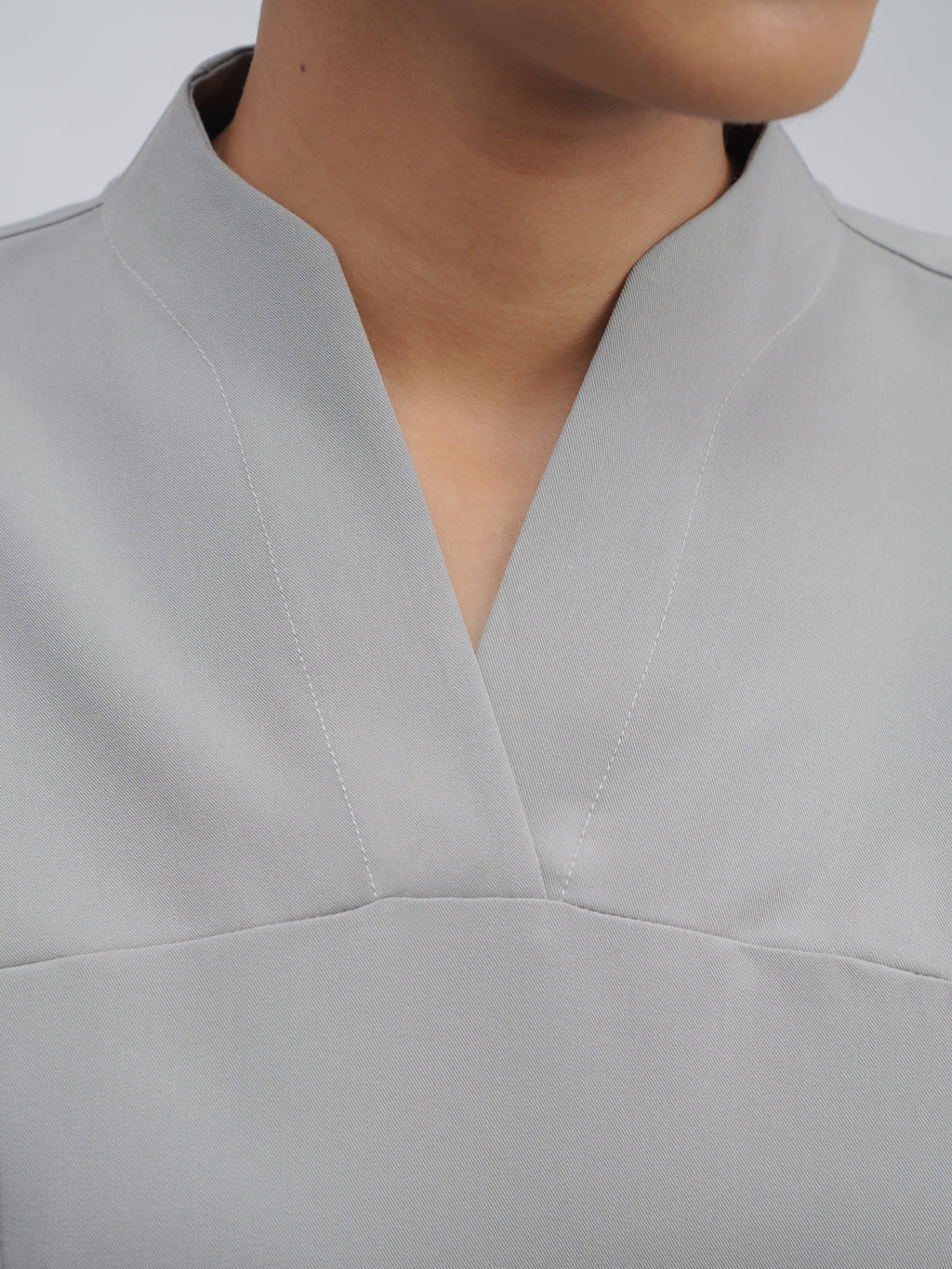 Sqwish premium scrub top for doctors - Pigeon Ash - structured v neck