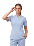 Sqwish premium scrub top for doctors - Soft Cloud - front view