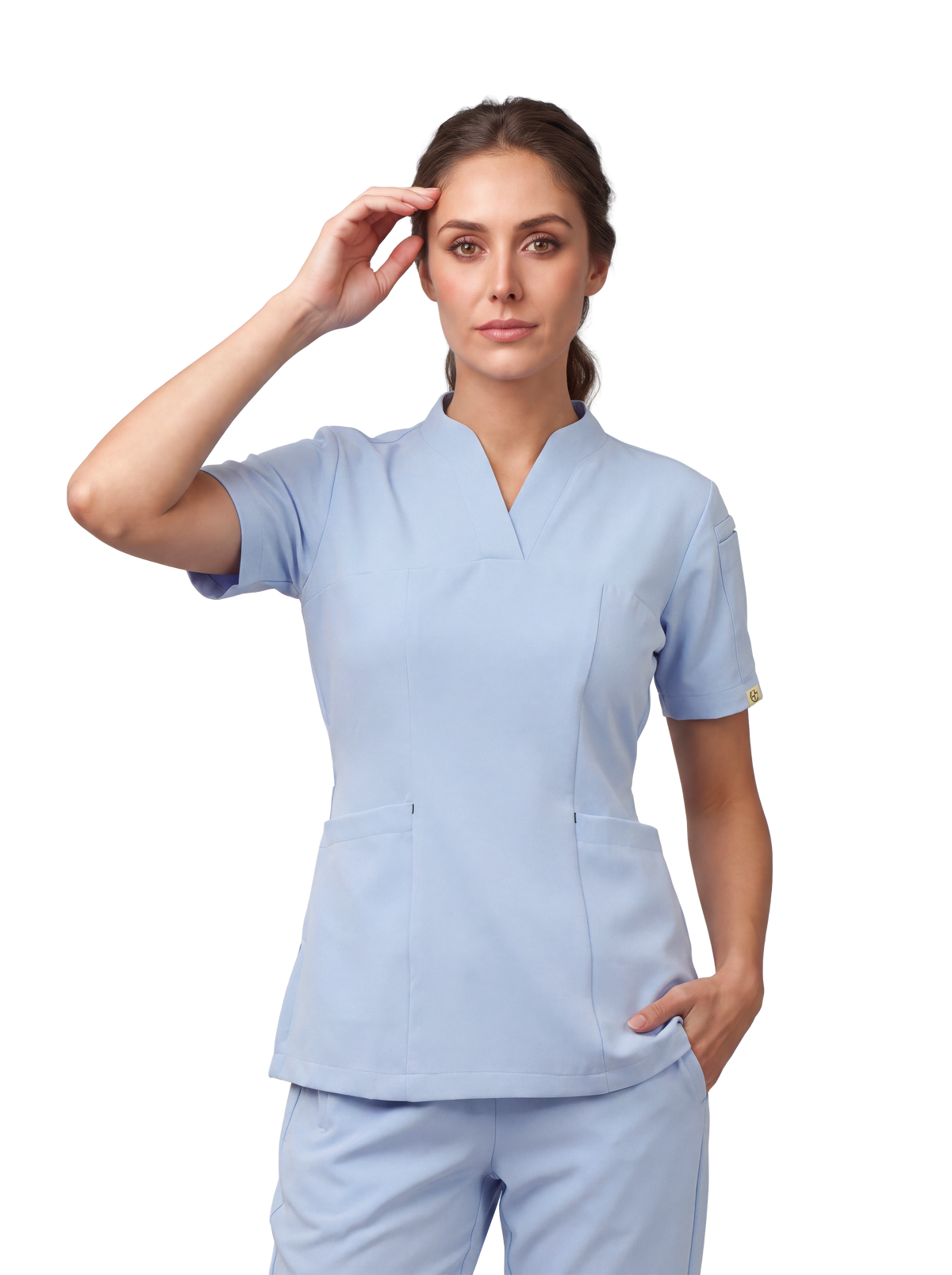Sqwish premium scrub top for doctors - Soft Cloud - front view
