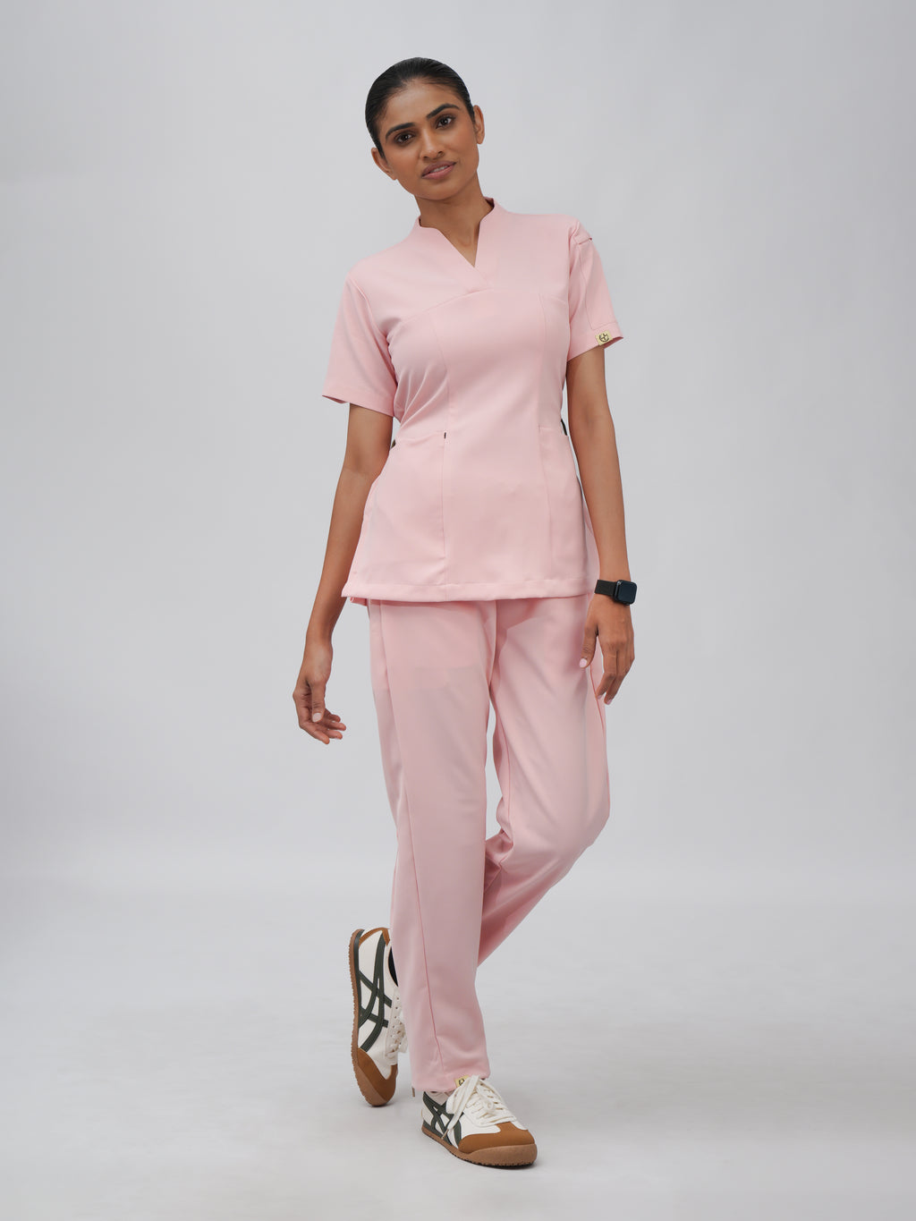 Sqwish premium scrub top for doctors - Unicorn Wing - worn on model