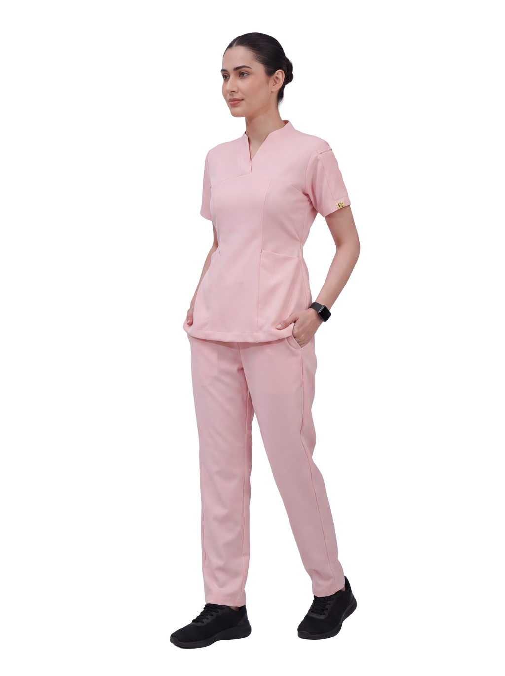 Sqwish premium scrub top for doctors - Unicorn Wing - worn on model